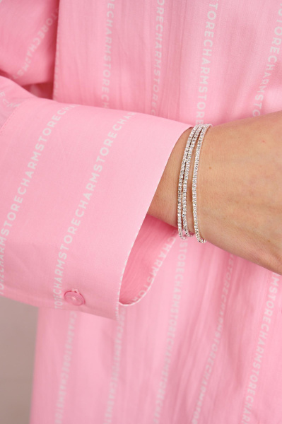 Браслет с круглыми стразами (серебро-белый)